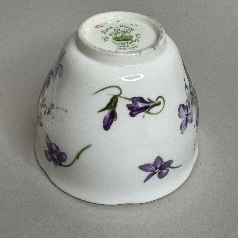 Hammersley Bone China Tea Cup and Saucer Set Purple Violets Gold Trim England